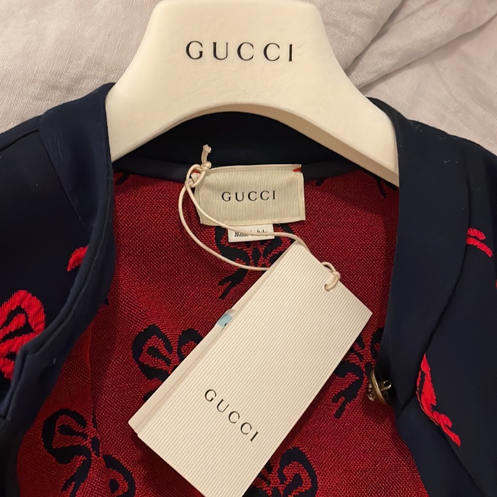 Gucci Navy and Red Bow Cardigan - Picture 5 of 9
